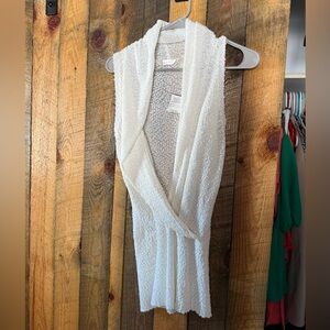White Textured Sleeveless Cardigan top